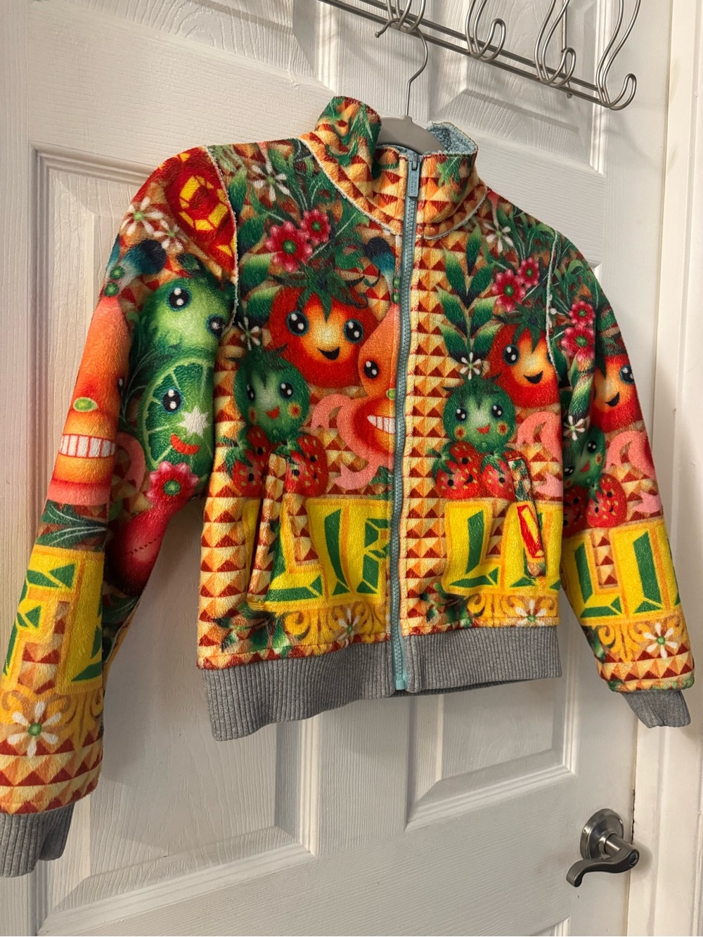 Custo Barcelona Kids Fruit-Print Puffer Jacket — Green, Orange, Yellow, Red